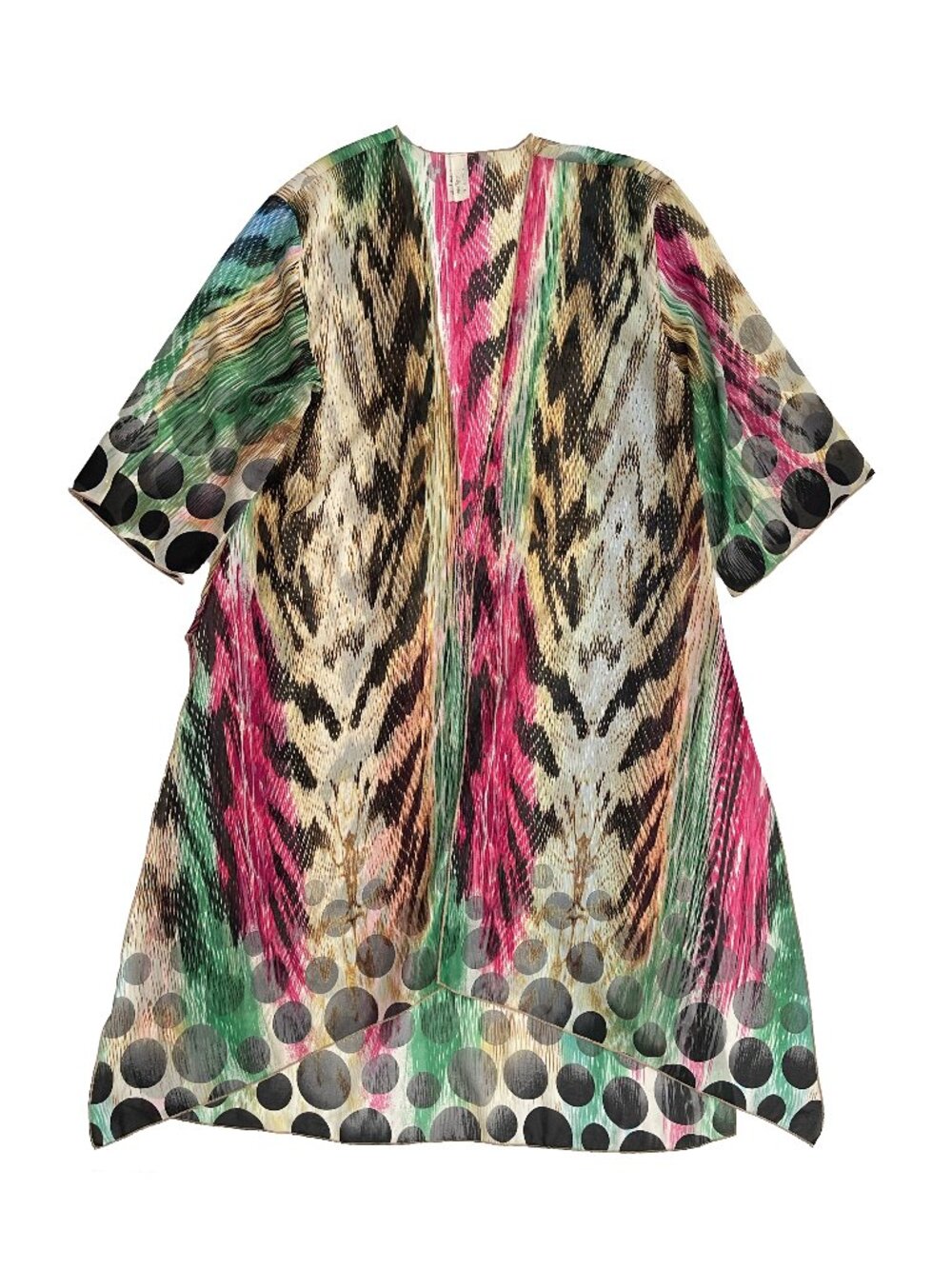 Lilypad Open Front Kimono Duster Cover Up Abstract Animal Print L